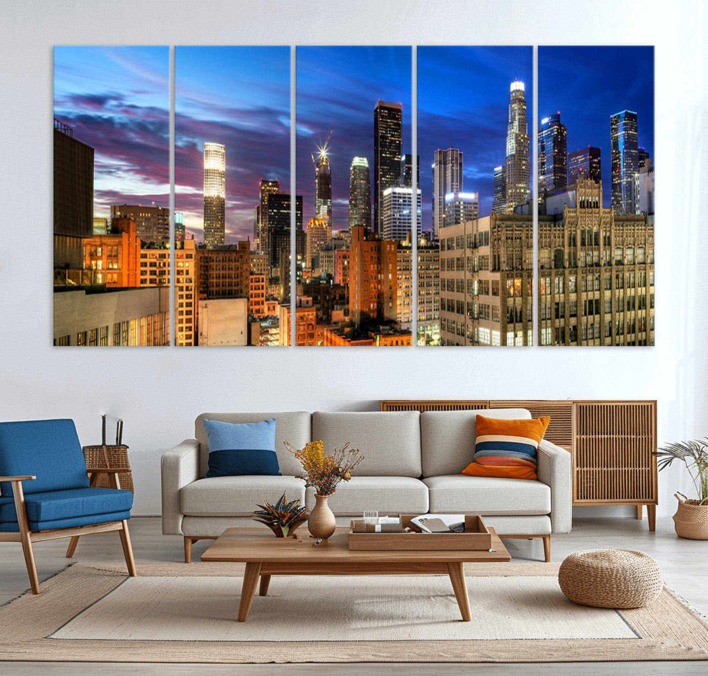 39051-MGV-CV-36X24-Los Angeles Night Wall Art Canvas Print