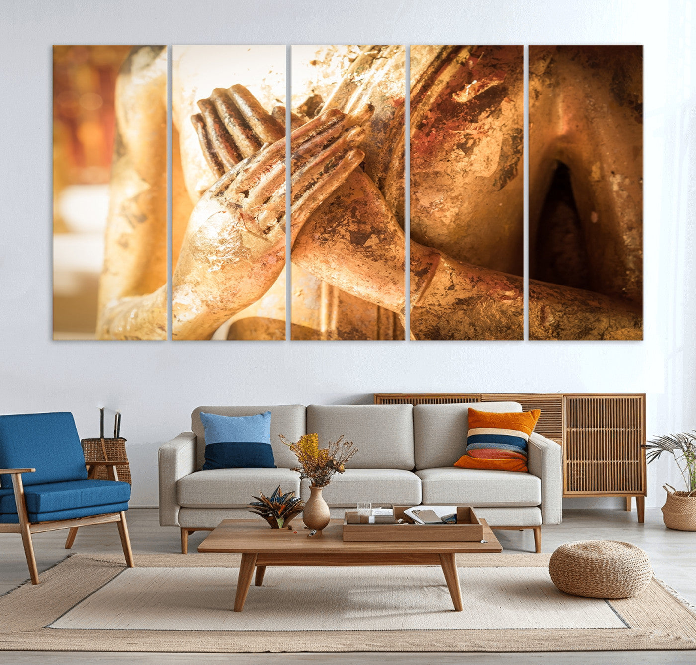 87005-MGV-CV-36X24-Buddha Statue Hands Wall Art Canvas Print