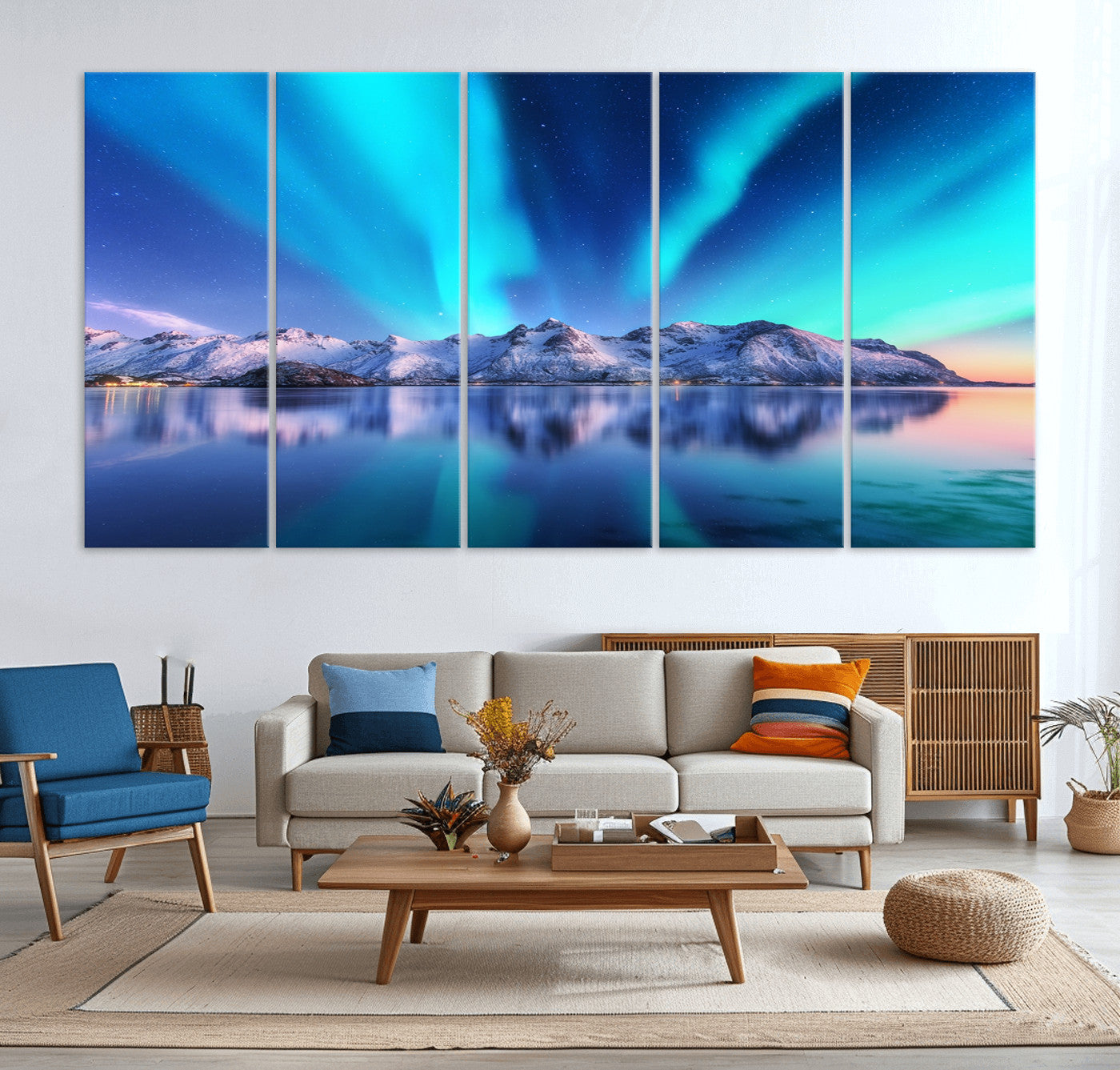 49902-MGV-CV-36X24-Northern Lights above Mountain Wall Art, Northern Lights Wall Art Canvas Print