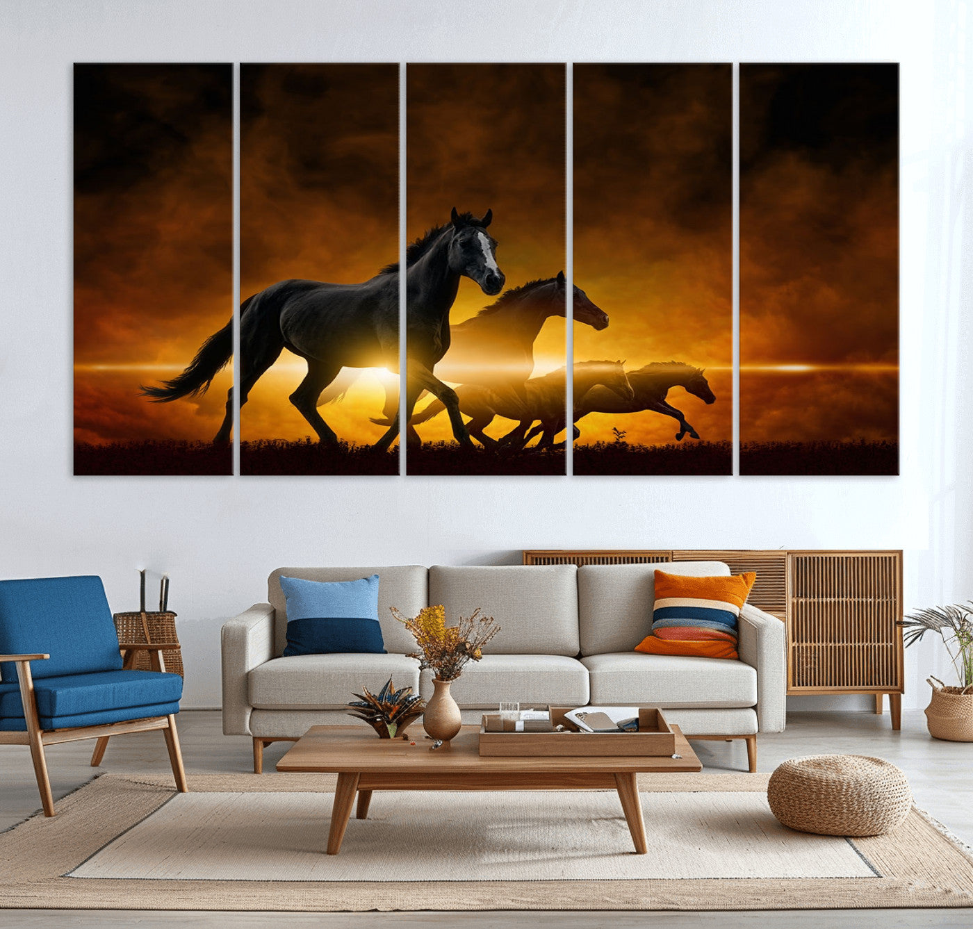 56665-MGV-CV-36X24-Horse Wall Art Canvas Print, Multi Panel Animal Canvas Print