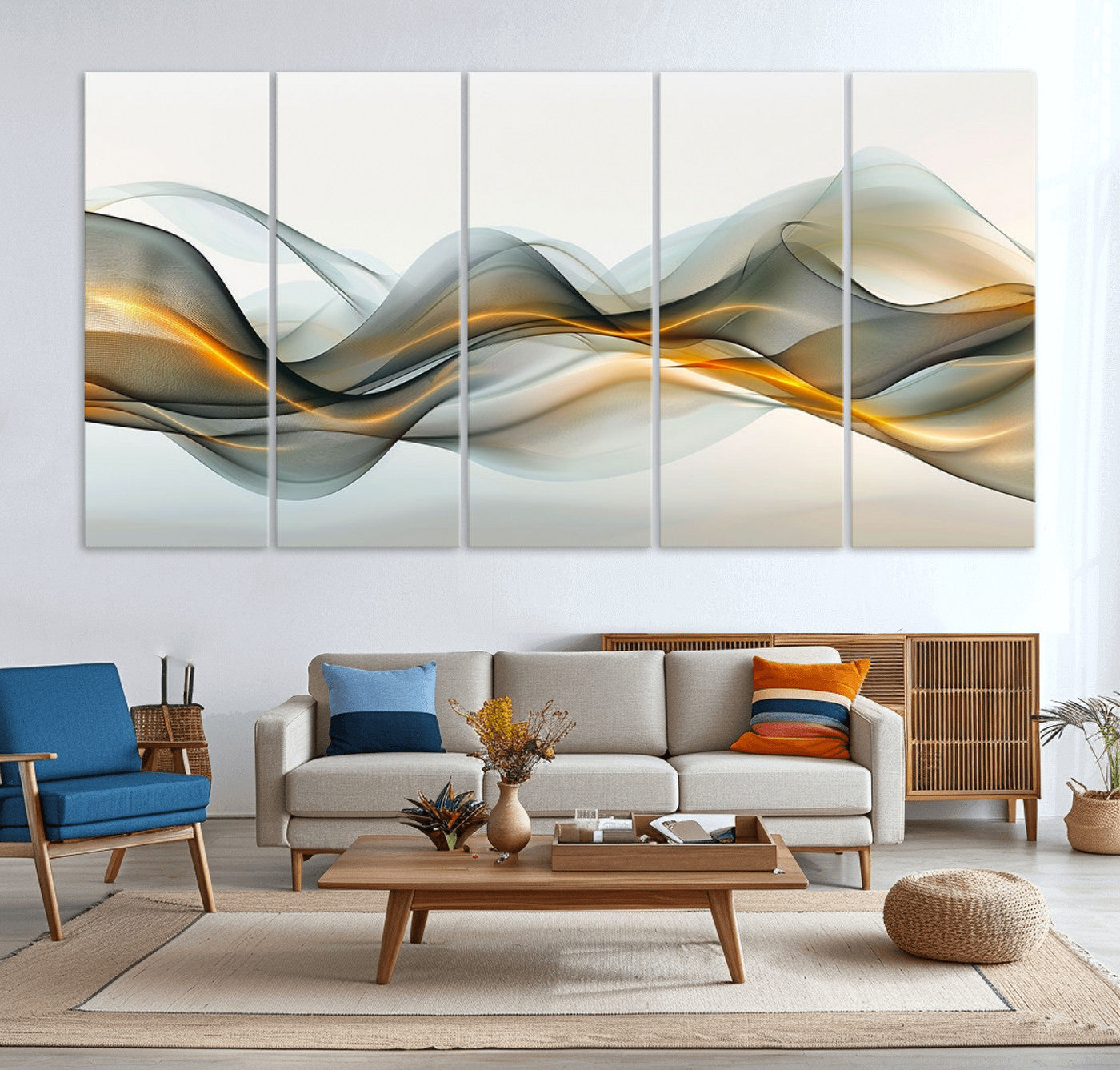 Edit-Images-Abstract Wave Canvas Wall Art – Fluid Contemporary Elegance in Motion – Ready to Hang