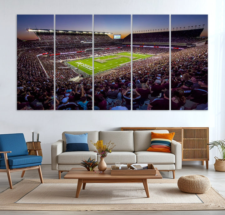 Texas A&M University Aggies Football Team Print - College Station Kyle Field Stadium Wall Art Canvas Print