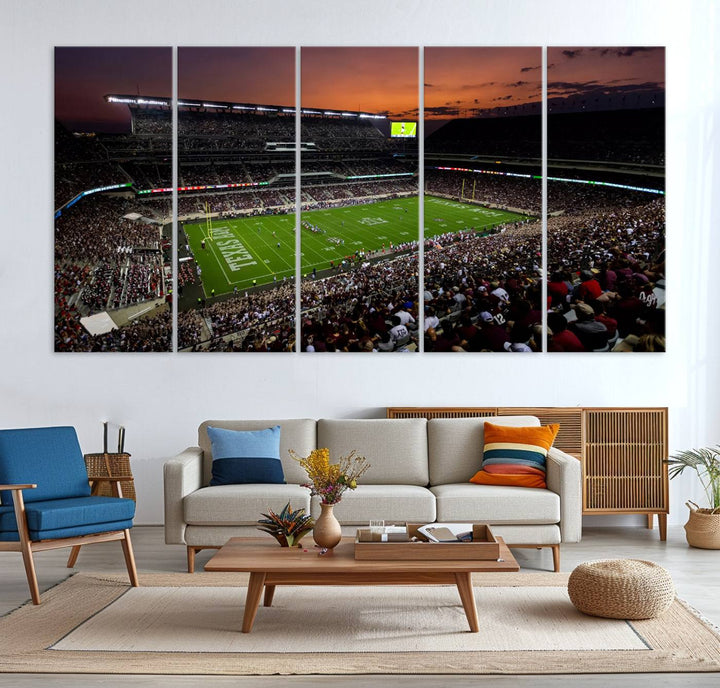 Canvas print of the Texas A&M University Aggies football team at Kyle Field Stadium.