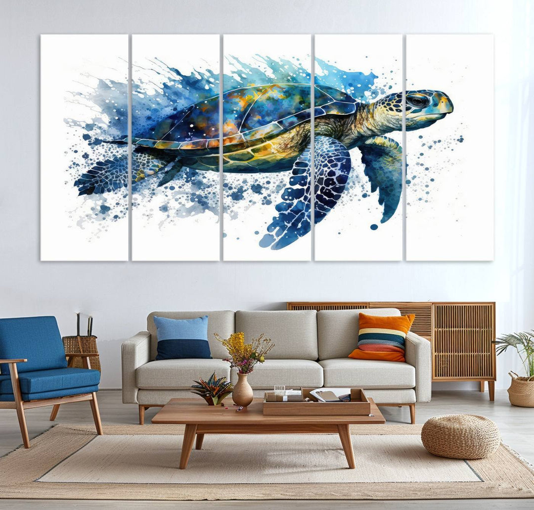 Watercolor Turtle Wall Art Canvas Print