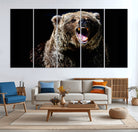 17625-MGV-CV-36X24-Grizzly Bear Canvas Print | Wildlife Wall Art for Cabin Decor | Ready to Hang Framed