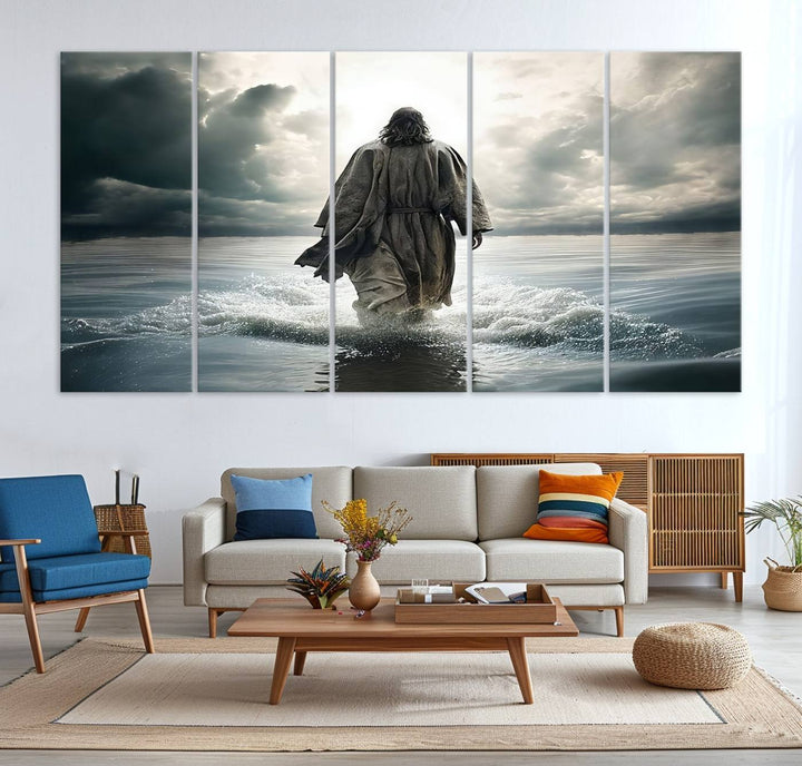 Jesus Walking on Water Wall Art | Canvas Print | Ready to Hang | Christian Home Decor | Spiritual Faith Wall Art | Inspirational Religious Wall Decor