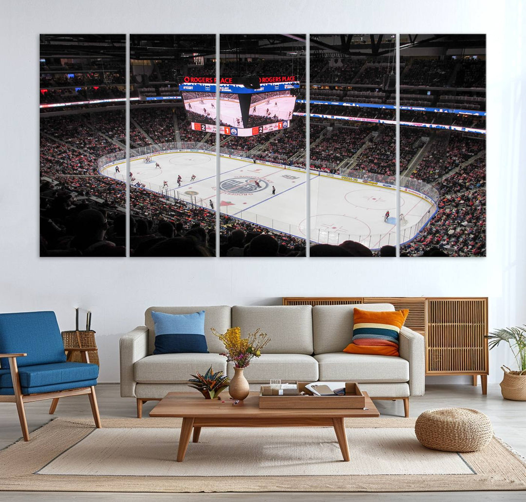 Rogers Place Edmonton Oilers Ice Hockey Stadium Wall Art Canvas Print