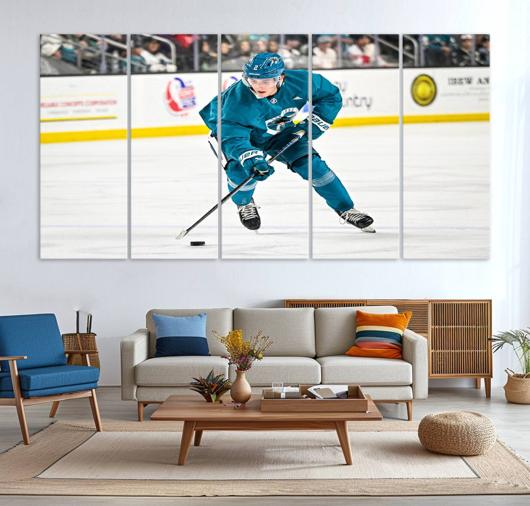 San Jose SharksIce Hockey Player Wall Art Canvas Print