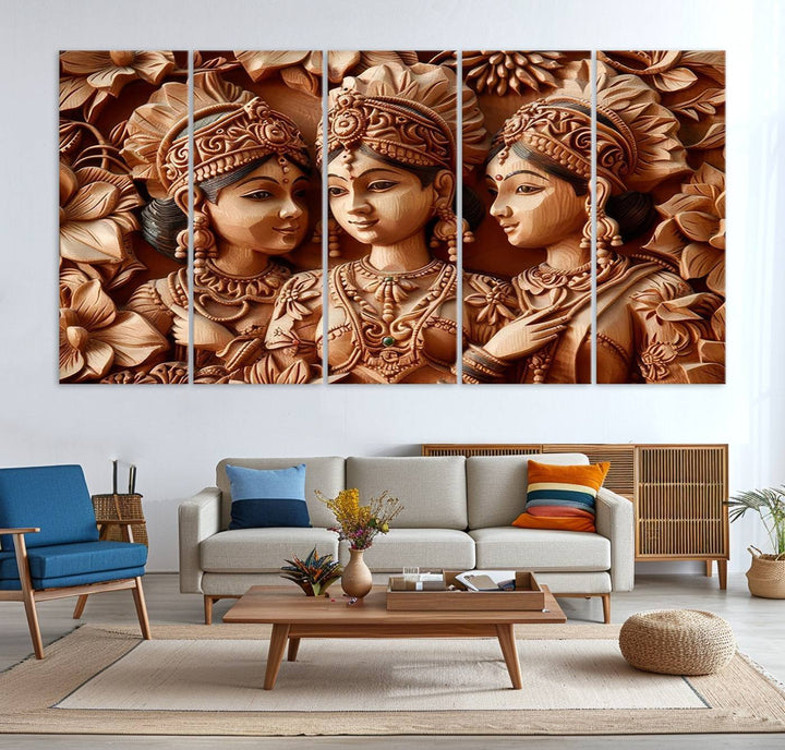 Indian Woman Statue Wall Art Canvas Print