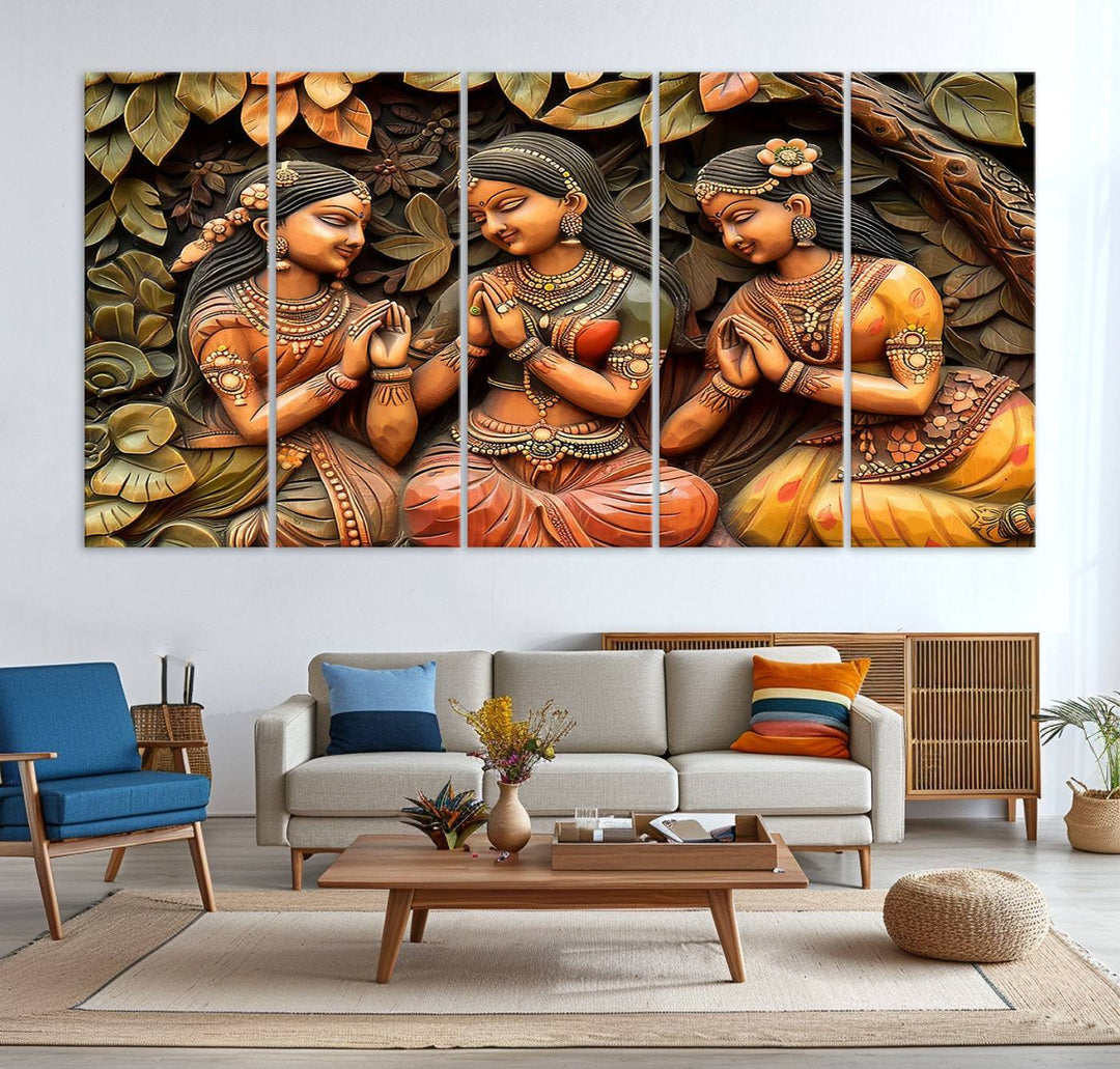 Indian Woman Statue Wall Art Canvas Print