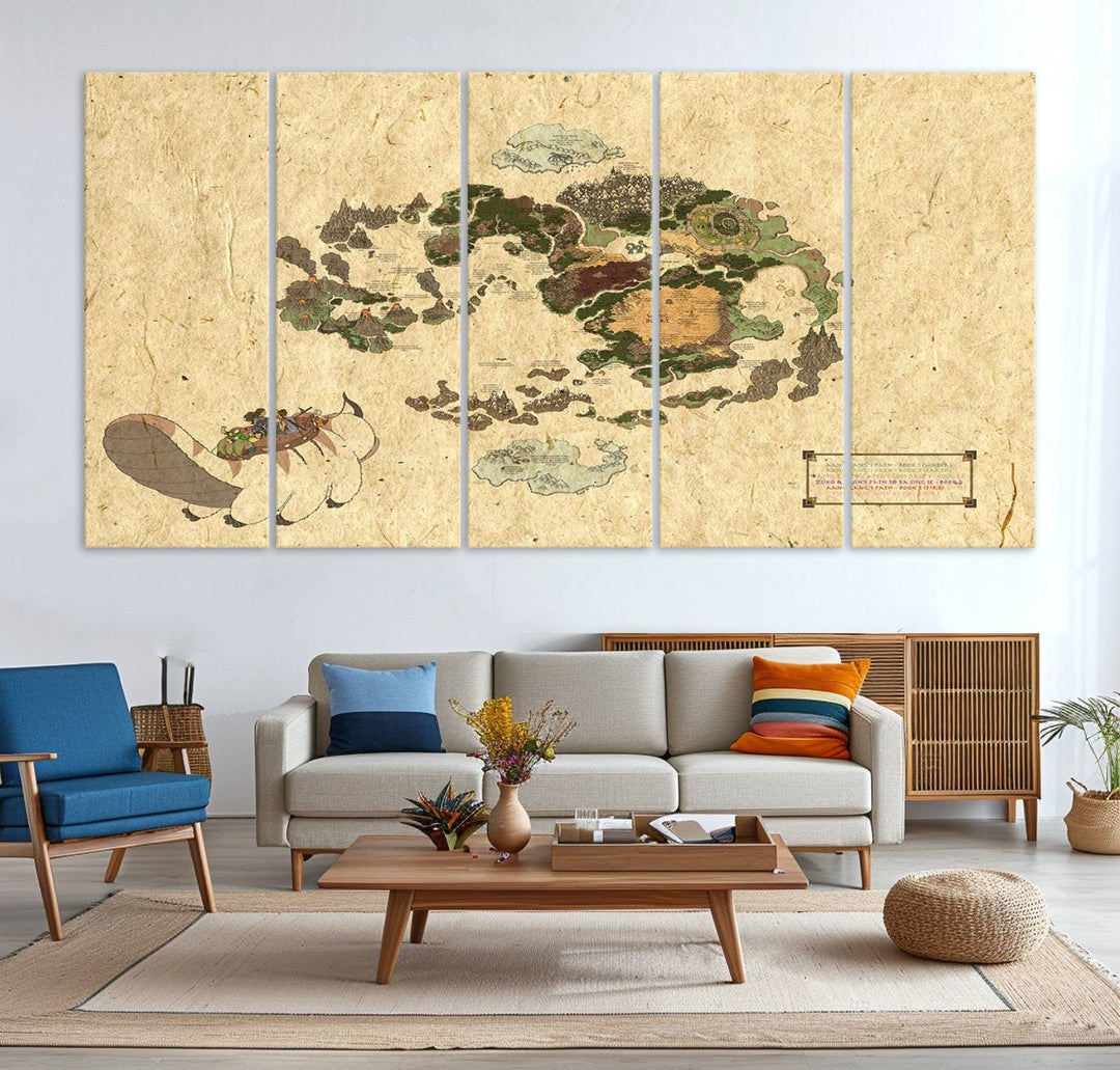 Last Air-Bender Avatar World Map Wall Art Canvas PrintWall Art Canvas Print