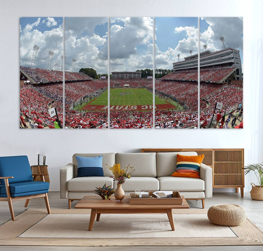 NC State Wolfpack Football Team Print - Raleigh Carter-Finley Stadium Wall Art Canvas Print