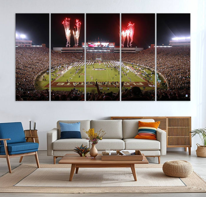 Florida State Seminoles Football Team Print - Tallahassee Doak Campbell Stadium Wall Art Canvas Print