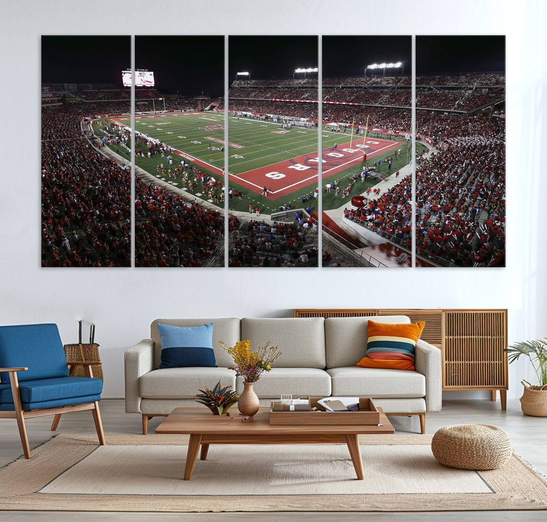 Houston Cougars Football Team Print - Houston TDECU Stadium Wall Art Canvas Print