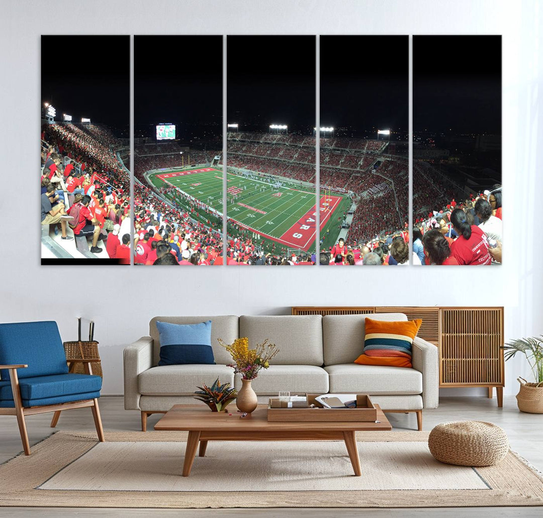 Houston Cougars Football Team Print - Houston TDECU Stadium Wall Art Canvas Print