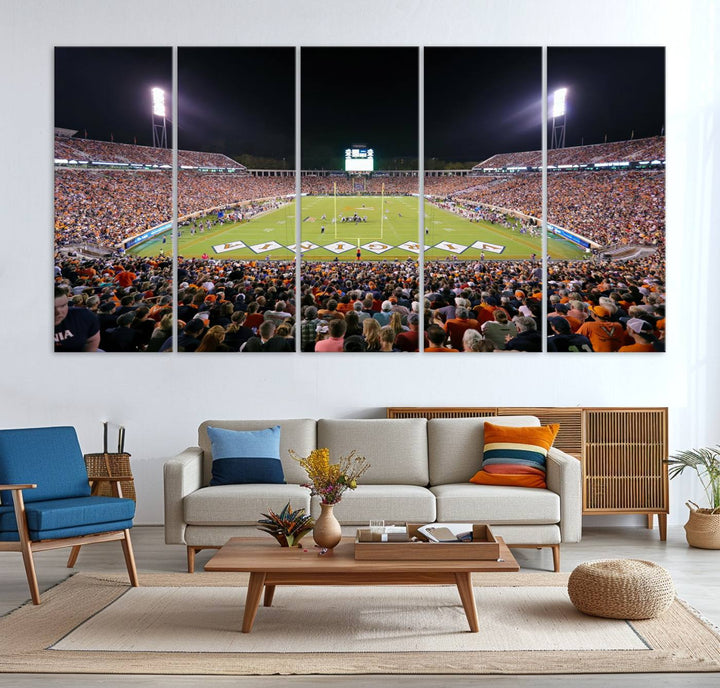 Virginia Cavaliers Football Team Print - Charlottesville Scott Stadium Wall Art Canvas Print