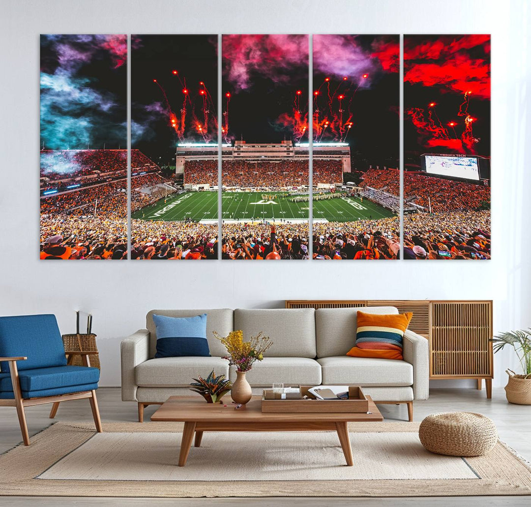 Virginia Tech Hokies Football Team Print - Blacksburg Lane Stadium Wall Art Canvas Print