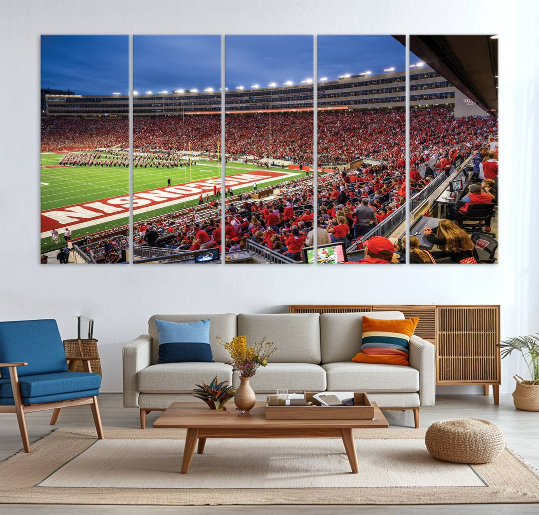 Wisconsin Badgers Football Team Print - Madison Camp Randall Stadium Wall Art Canvas Print