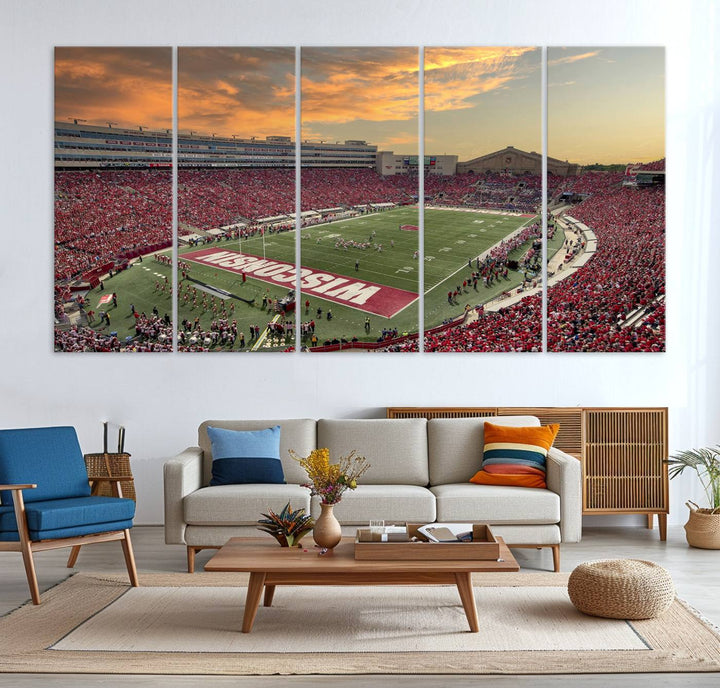 Wisconsin Badgers Football Team Print - Madison Camp Randall Stadium Wall Art Canvas Print