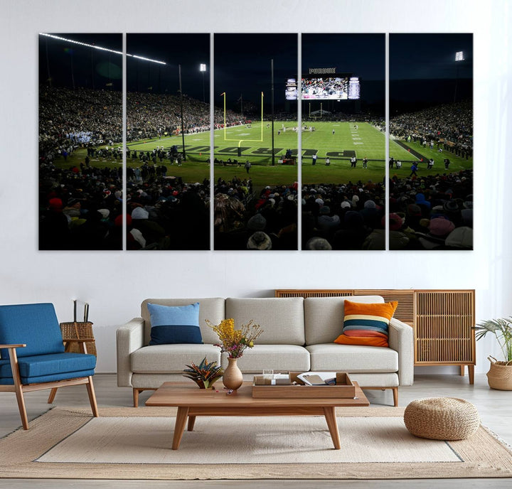 Purdue Boilermakers Football Team Print - West Lafayette Ross–Ade Stadium Wall Art Canvas Print