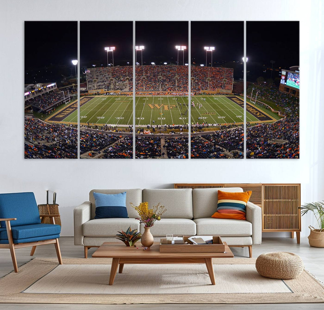 Demon Deacons Football Team Print - Winston-Salem Allegacy Federal Credit Union Stadium Wall Art Canvas Print