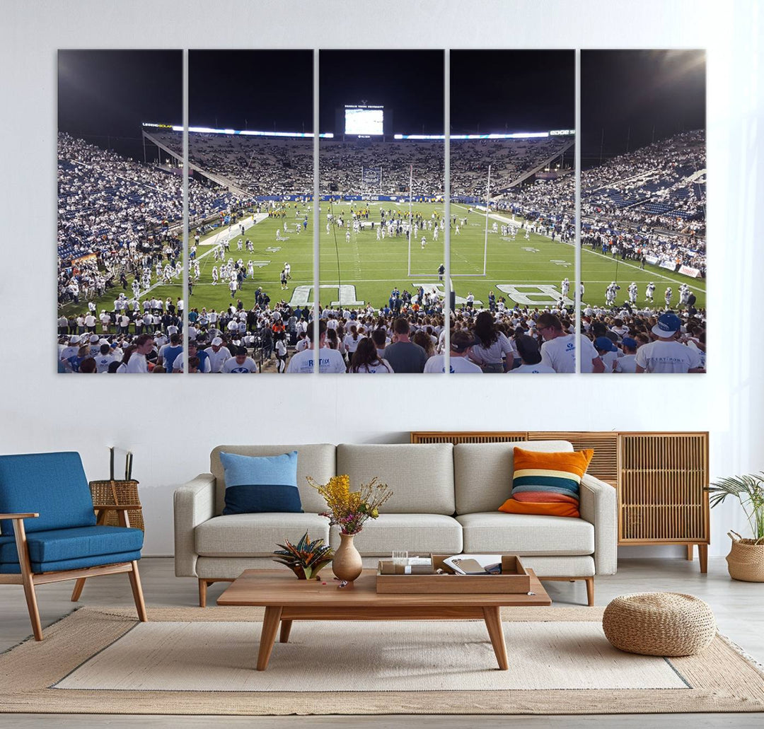 Brigham Young University Cougars Football Team Print - Provo LaVell Edwards Stadium Wall Art Canvas Print.