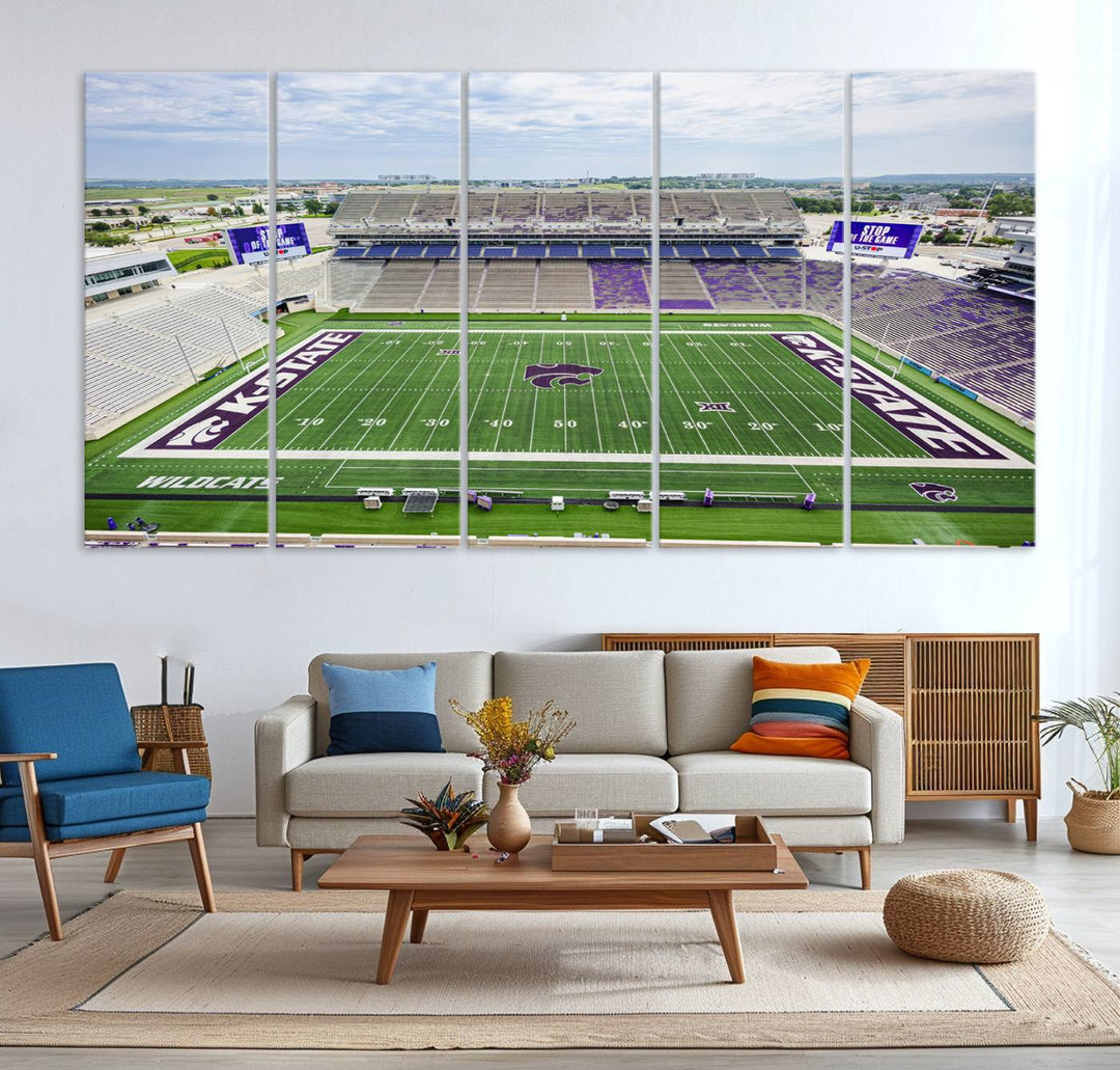 KState Wildcats Football Team Print - Manhattan Bill Snyder Family Football Stadium Wall Art Canvas Print