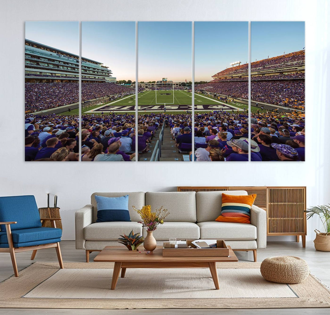 Kansas State University Wildcats Football Team Print - Manhattan Bill Snyder Family Football Stadium Wall Art Canvas Print