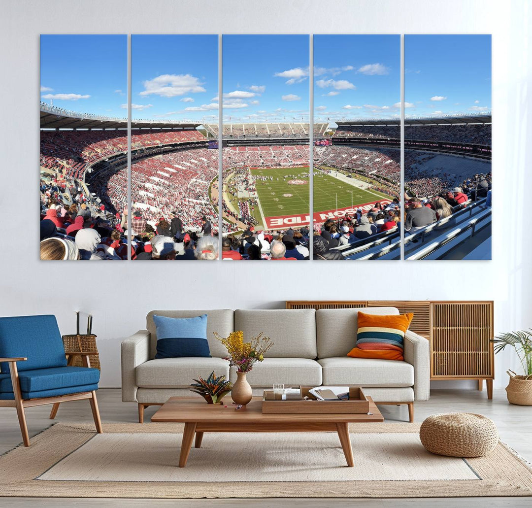 University of Alabama Crimson Tide Football Team Print - Tuscaloosa Bryant-Denny Stadium Wall Art Canvas Print