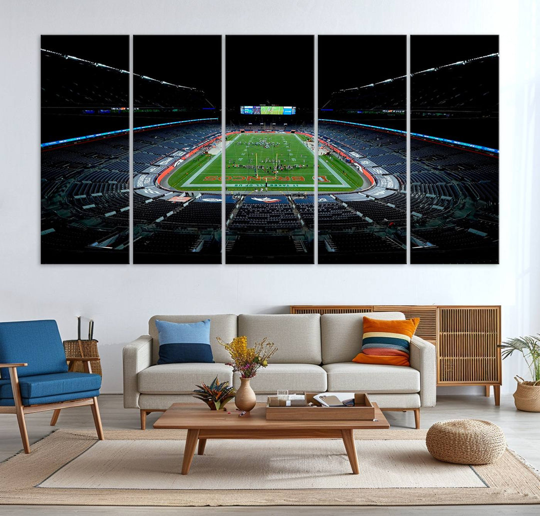 Denver Broncos Football Team Print - Denver Empower Field at Mile High Stadium Wall Art Canvas Print