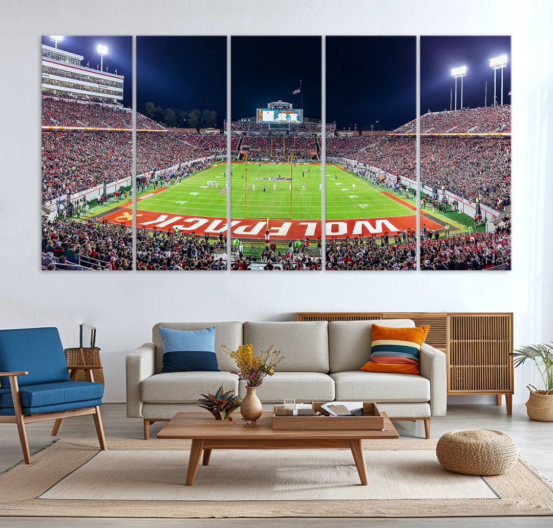 Wolfpack Football Team Print - Raleigh Carter-Finley Stadium Wall Art Canvas Print