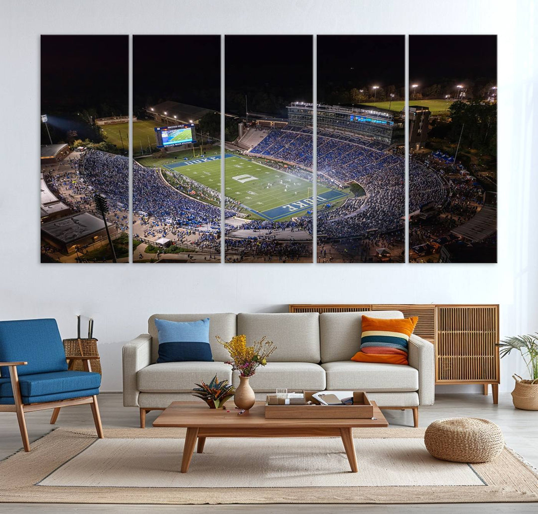 Duke University Blue Devils Football Team Print - Durham Wallace Wade Stadium Wall Art Canvas Print