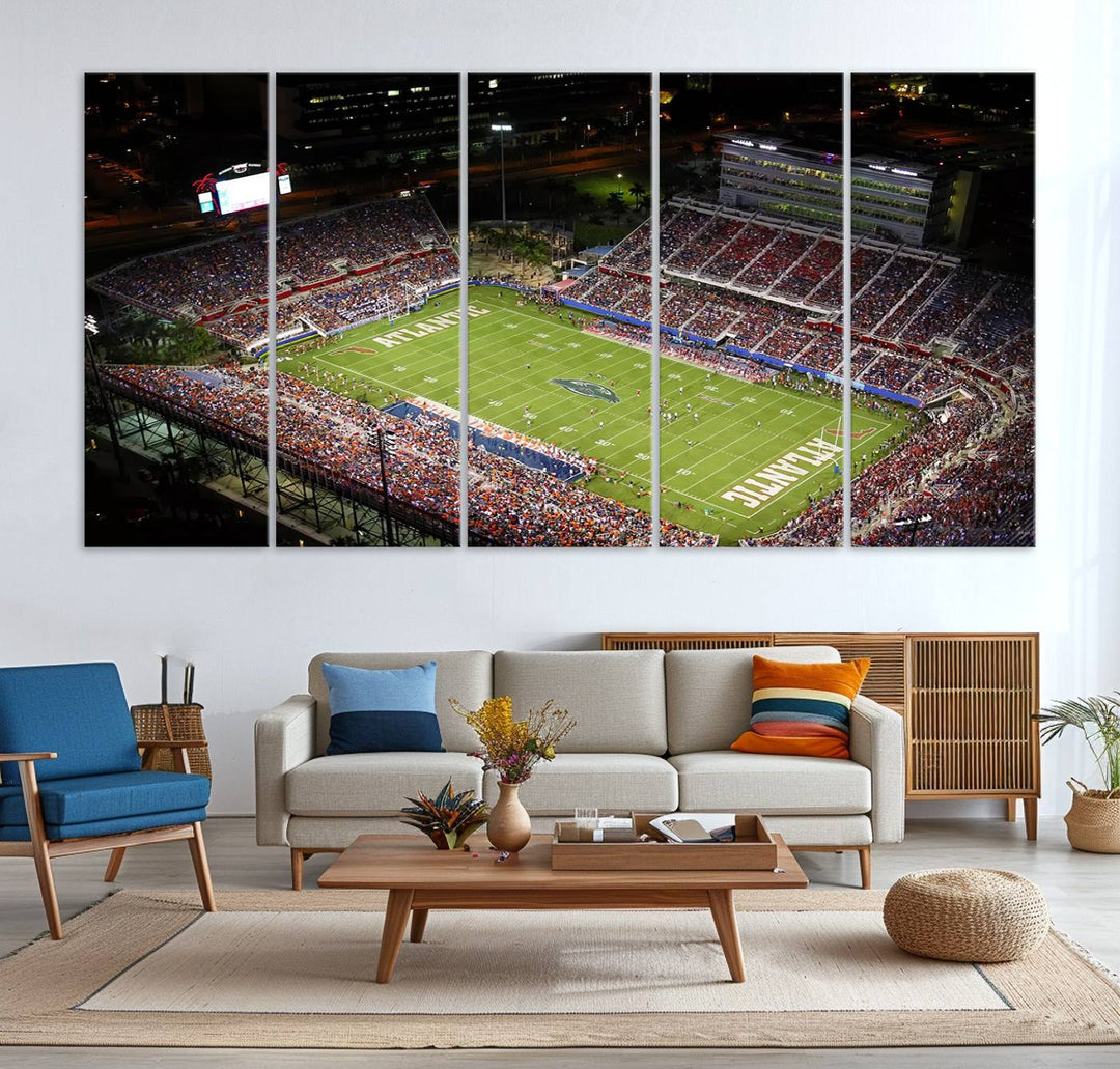 Florida Atlantic University Owls Football Team Print - Boca Raton FAU Stadium Wall Art Canvas Print