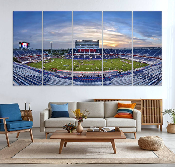 Florida Atlantic University Owls Football Team Print - Boca Raton FAU Stadium Wall Art Canvas Print