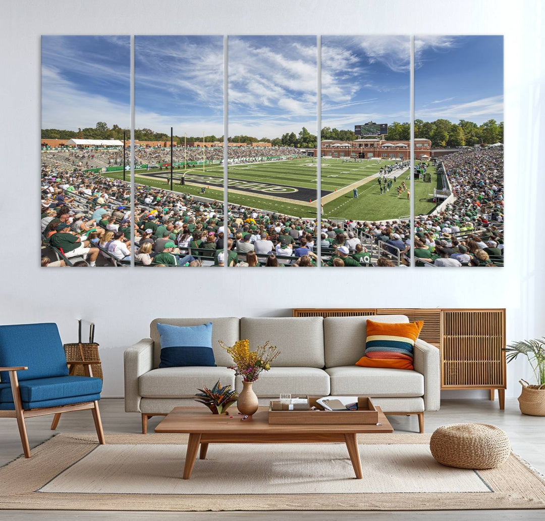 University of Charlotte 49ers Football Team Print - Charlotte Jerry Richardson Stadium Wall Art Canvas Print