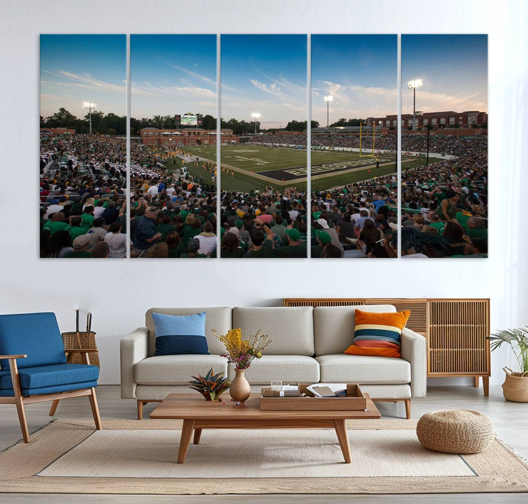 University of Charlotte 49ers Football Team Print - Charlotte Jerry Richardson Stadium Wall Art Canvas Print