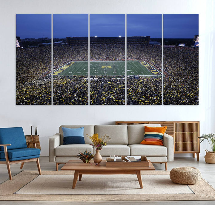 University of Michigan Wolverines Football Team Print - Ann Arbor Michigan Stadium Wall Art Canvas Print