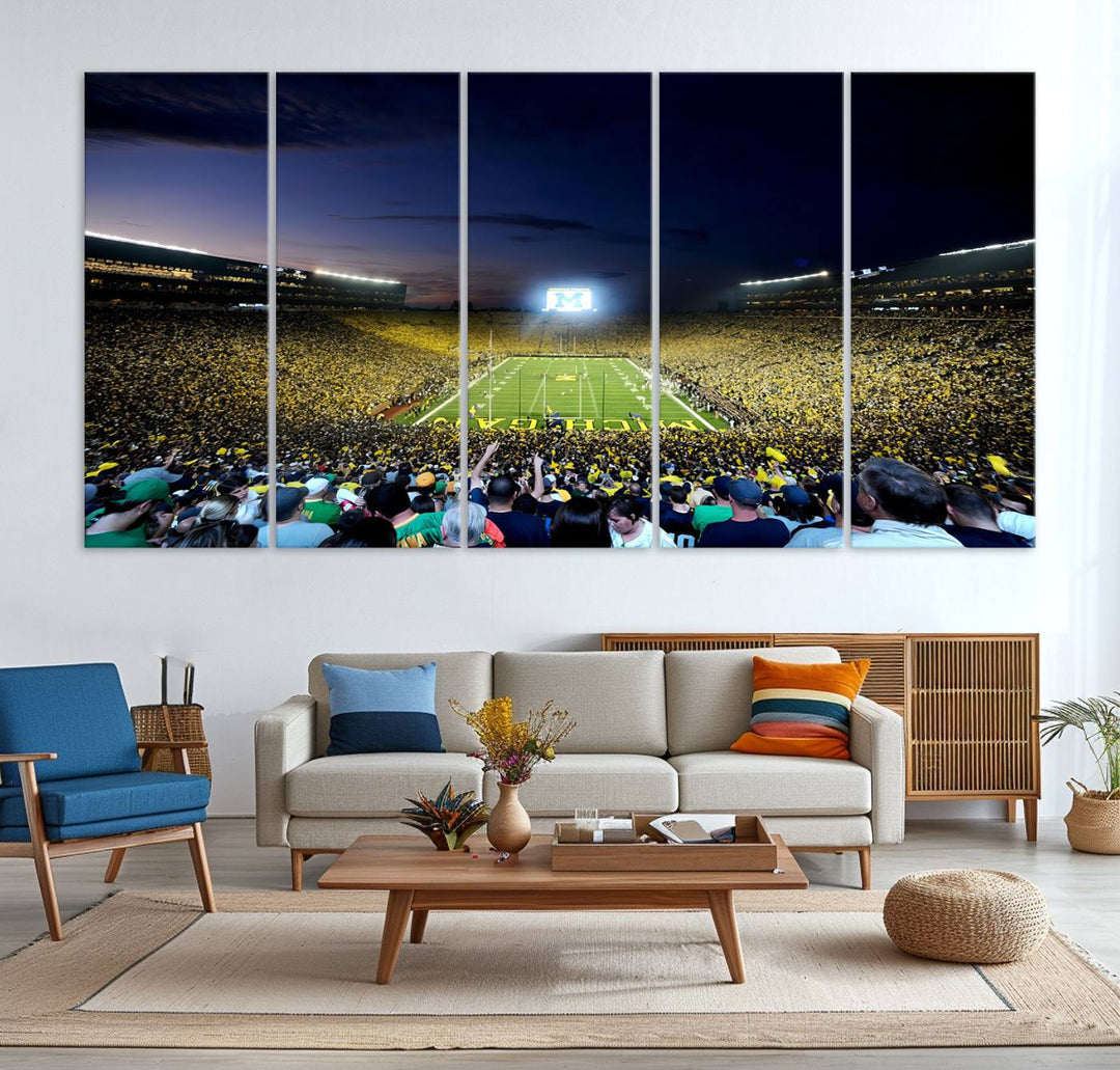 University of Michigan Wolverines Football Team Print - Ann Arbor Michigan Stadium Wall Art Canvas Print