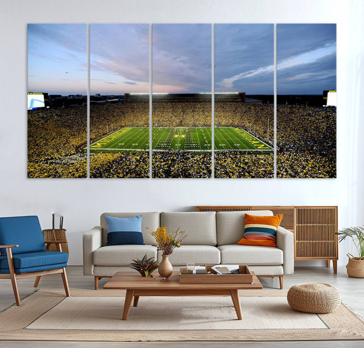 University of Michigan Wolverines Football Team Print - Ann Arbor Michigan Stadium Wall Art Canvas Print