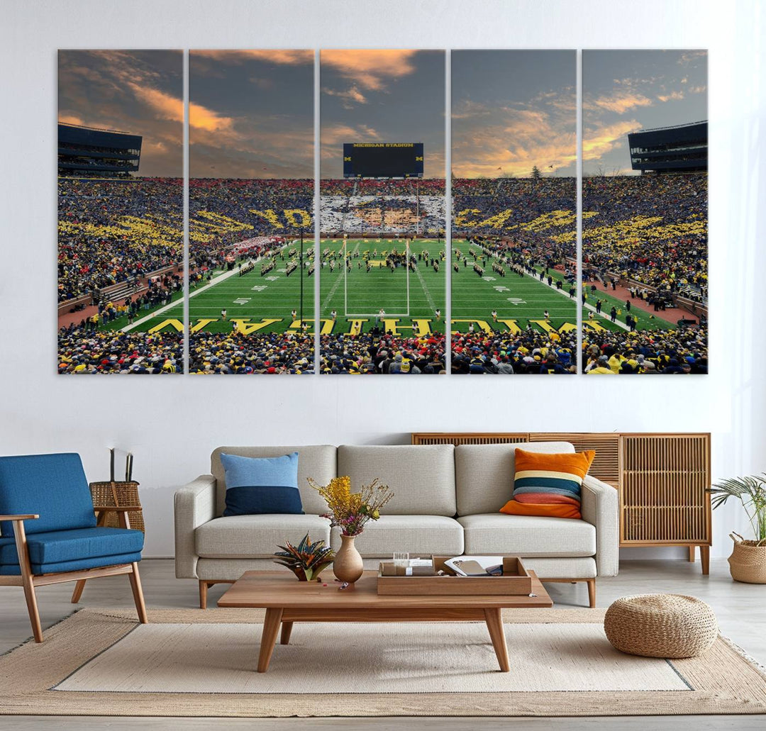 University of Michigan Wolverines Football Team Print - Ann Arbor Michigan Stadium Wall Art Canvas Print