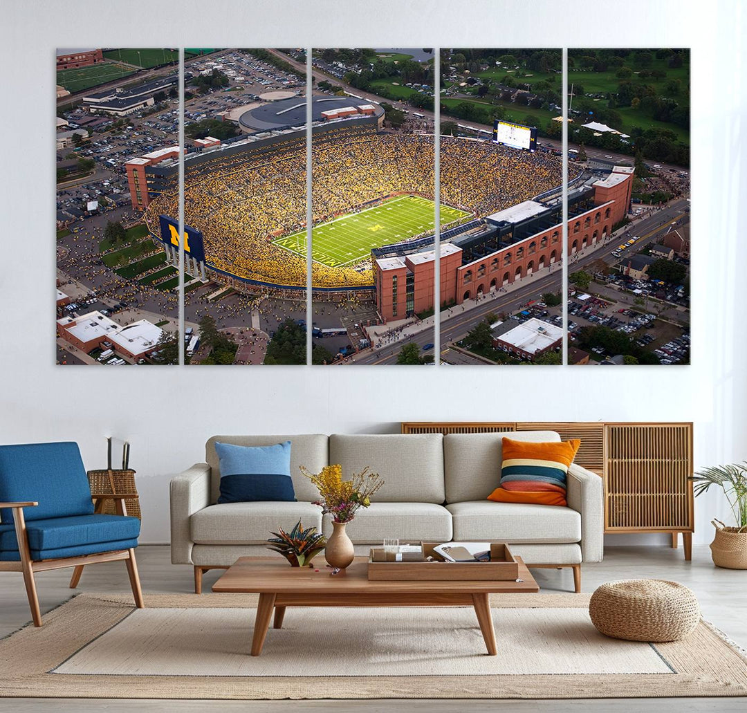 University of Michigan Wolverines Football Team Print - Ann Arbor Michigan Stadium Wall Art Canvas Print