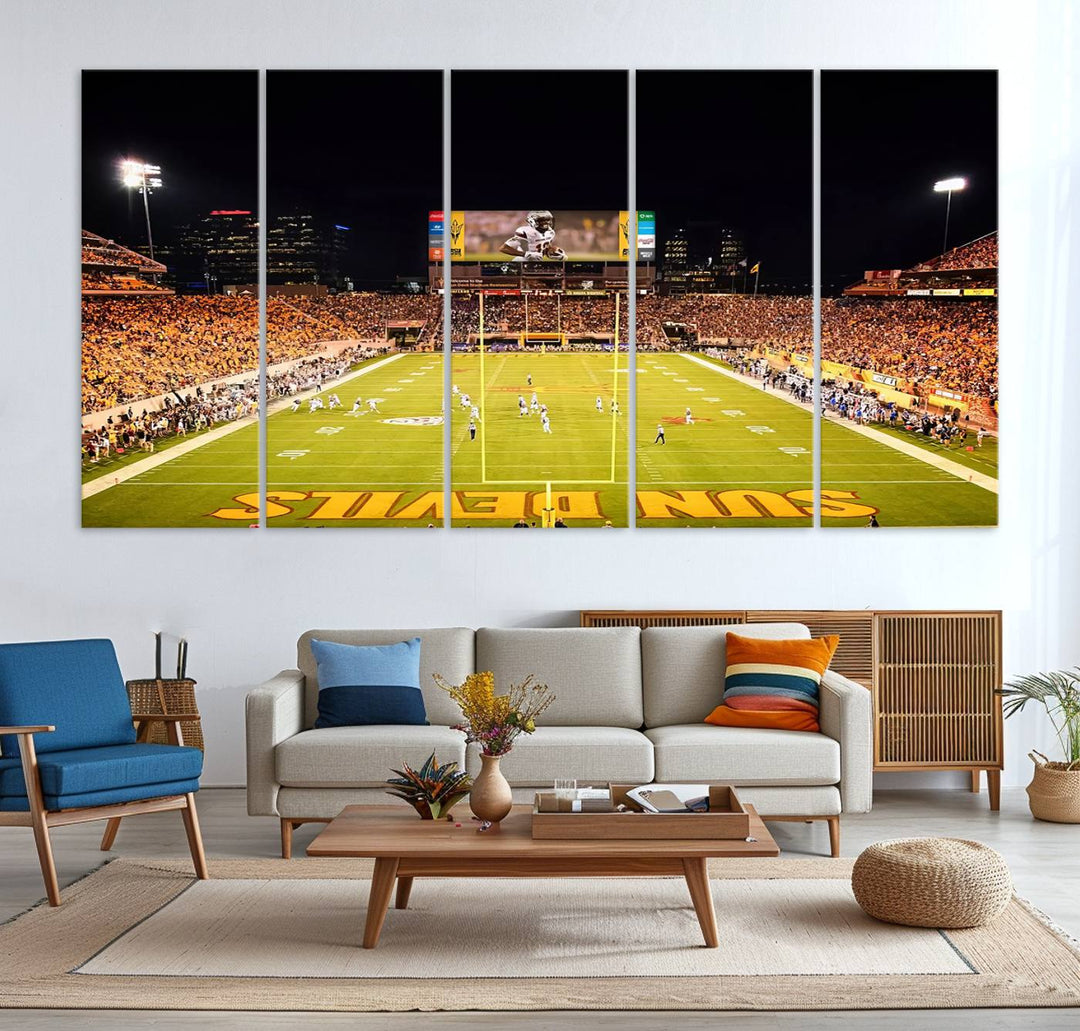 ASU Sun Devils Football Team Print - Phoenix Mountain America Stadium Wall Art Canvas Print