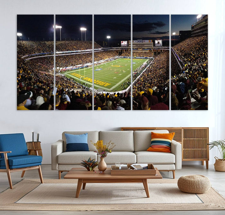 ASU Sun Devils Football Team Print - Phoenix Mountain America Stadium Wall Art Canvas Print