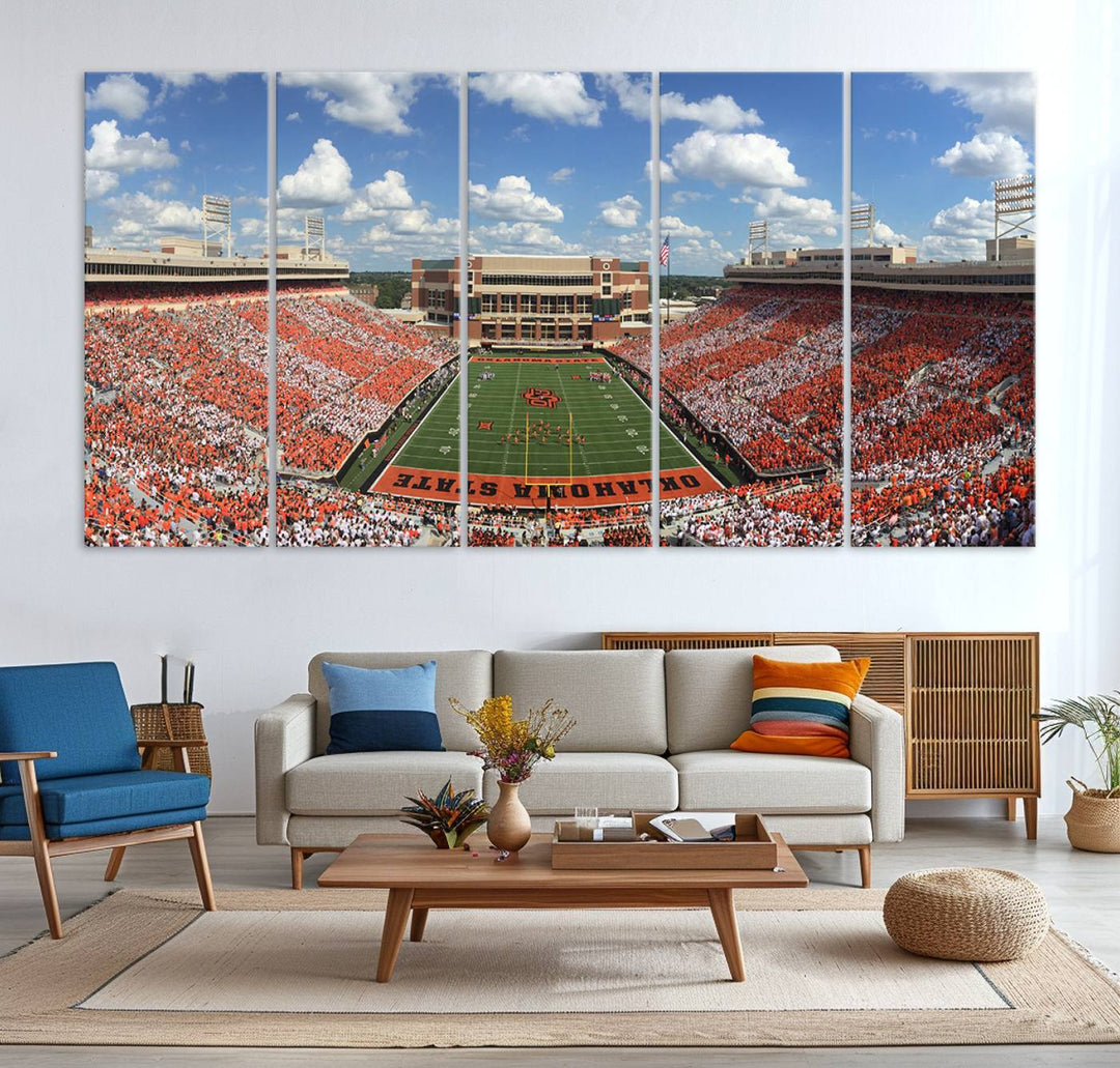 Oklahoma State Cowboys Football Team Print - Stillwater Boone Pickens Stadium Wall Art Canvas Print