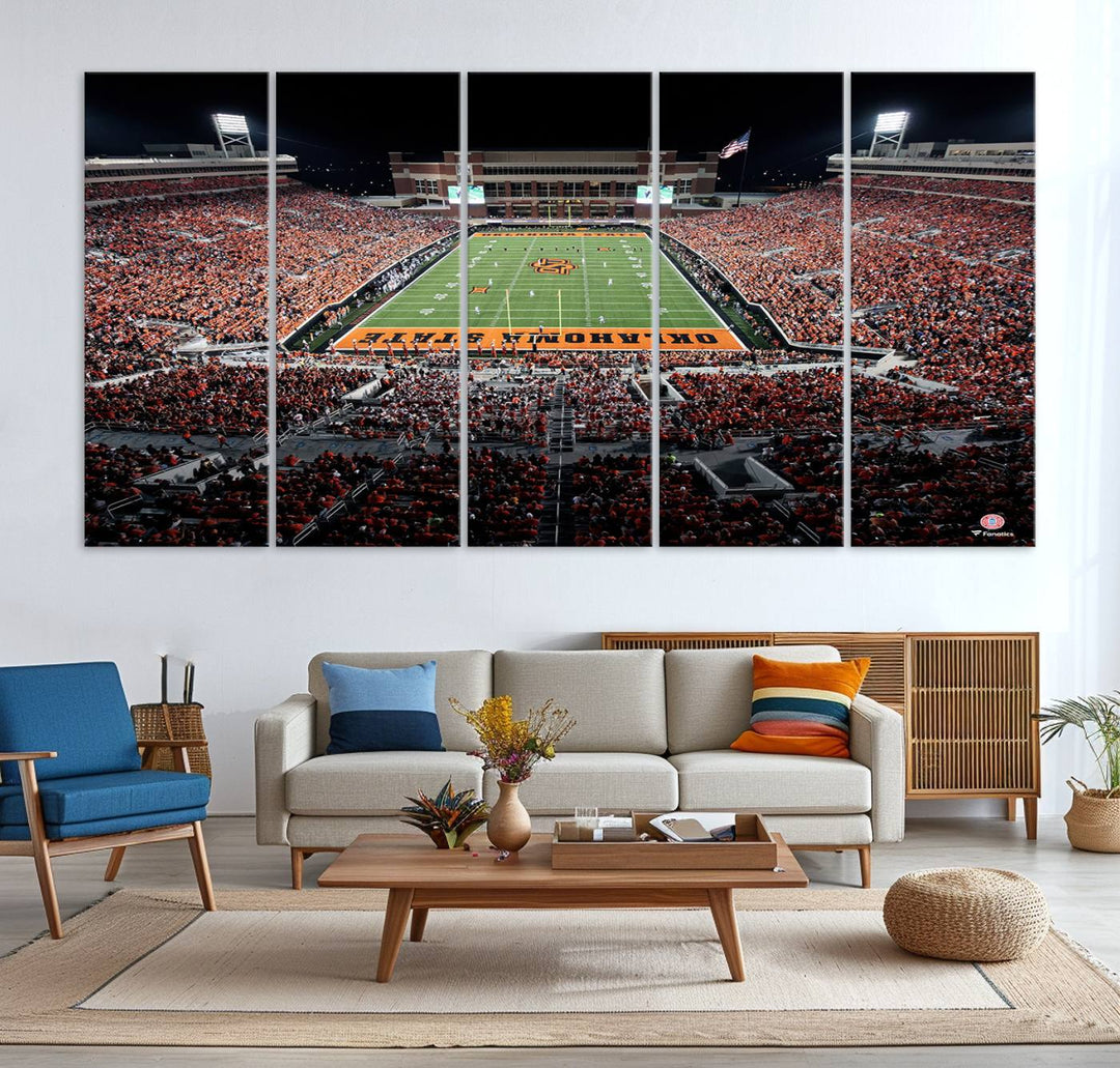 Oklahoma State Cowboys Football Team Print - Stillwater Boone Pickens Stadium Wall Art Canvas Print