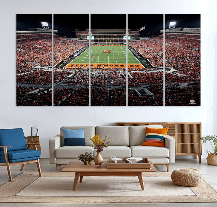 Oklahoma State Cowboys Football Team Print - Stillwater Boone Pickens Stadium Wall Art Canvas Print