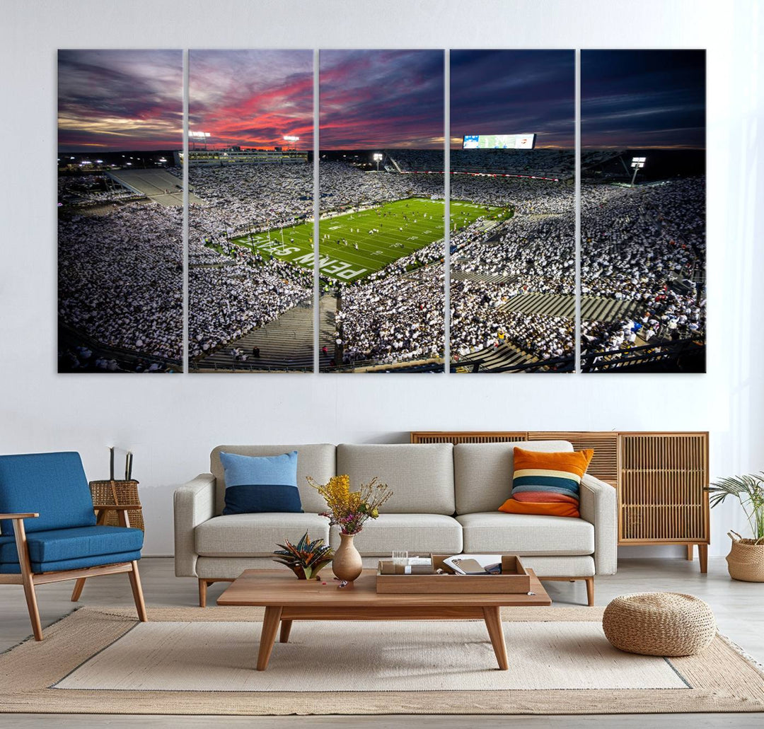 Penn State Nittany Lions Football Team Print - University Park Beaver Stadium Wall Art Canvas Print