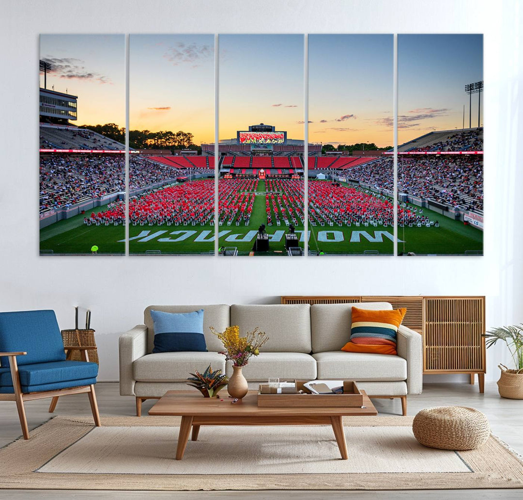 NC State Wolfpack Football Team Print - Raleigh Carter-Finley Stadium Wall Art Canvas Print