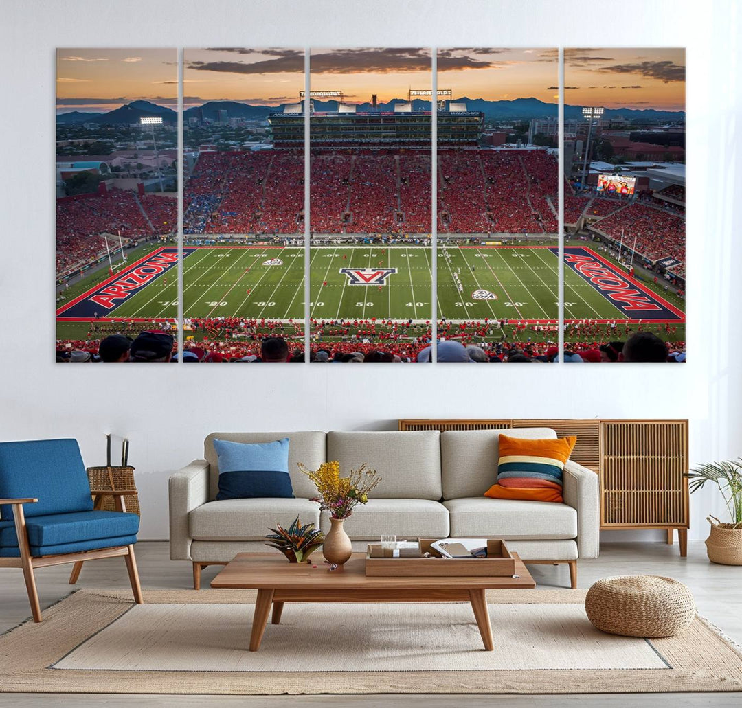 Arizona Wildcats Football Team Print - Tucson Arizona Stadium Wall Art Canvas Print