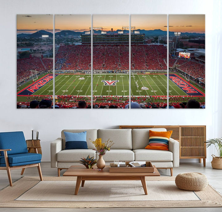 Arizona Wildcats Football Team Print - Tucson Arizona Stadium Wall Art Canvas Print